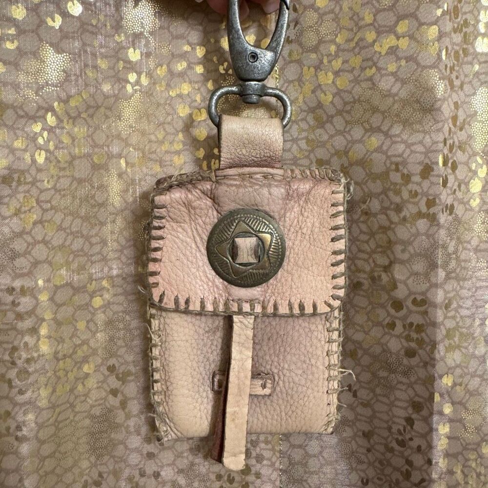 Free People Boho Western Concho Keychain Leather Mini Wallet
